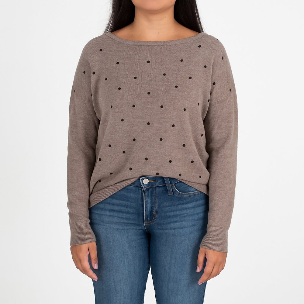 *ALFA  Brown Polka Dot Long Sleeve